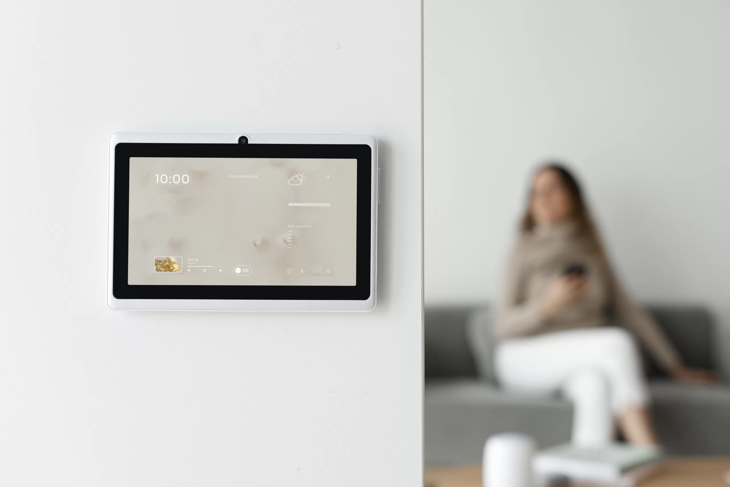Home automation panel monitor on a wall